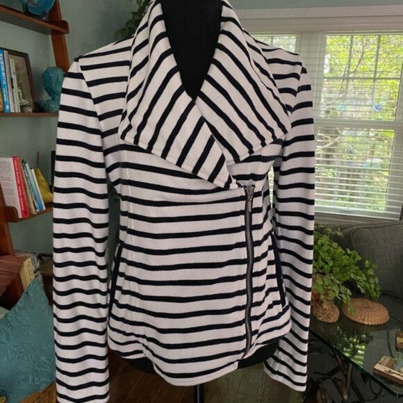 Gap Navy & White Striped Moto Jacket Size Small. - Picture 2 of 12